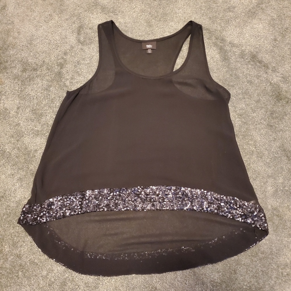 High Low Sequin Top